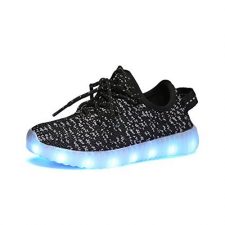 iBaste Niños Zapatos de Moda Zapatos Casuales Zapatos de Coco Luminosos LED Recargable Colores Negro Talla 33