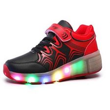SGoodshoes LED Zapatillas Deporte Patín Ruedas Luminoso Formadores Flying Niños LED con un adulto Rueda Intermitente Zapatos