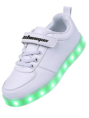 Shinmax Velcro Serie LED Zapatos 7 Colores LED USB Recargable Zapatillas LED de Ocasionales de Luces deChico y Chica para Halloween Navidad Día de Gracias con el CE Certificado